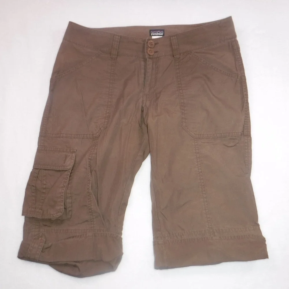Patagonia Water Girl Brown Organic Cotton Cargo Shorts Womens 6 Hiking Utility‎